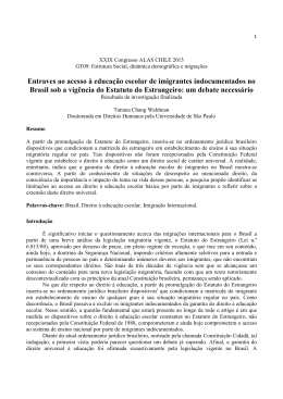 Entraves ao acesso &agrave; educa&ccedil;&atilde;o escolar de imigrantes