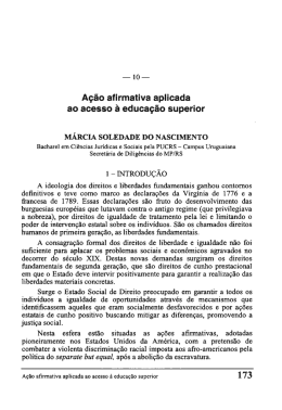 A&ccedil;&atilde;o afirmativa aplicada ao acesso &agrave; educa&ccedil;&atilde;o superior