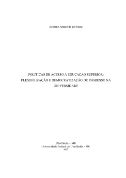 pol&iacute;ticas de acesso &agrave; educa&ccedil;&atilde;o superior - RI UFU