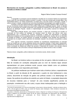 Movimentos de moradia, autogest&atilde;o e pol&iacute;tica habitacional no Brasil