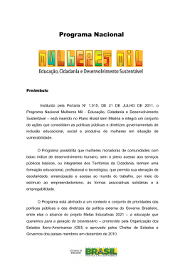 Programa Mulheres Mil - Minist&eacute;rio da Educa&ccedil;&atilde;o