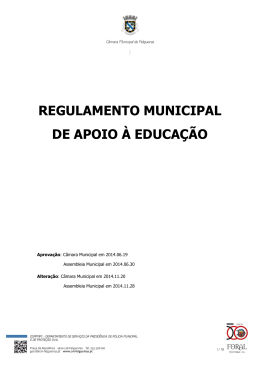 REGULAMENTO MUNICIPAL DE APOIO À EDUCAÇÃO