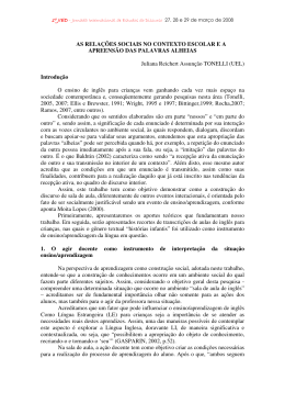 AS RELA&Ccedil;&Otilde;ES SOCIAIS NO CONTEXTO ESCOLAR E A