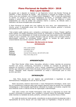 Plano Plurianual de Gestăo - escola t&eacute;cnica lauro gomes