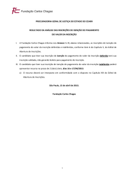 resultado da an&aacute;lise das inscri&ccedil;&otilde;es de isen&ccedil;&atilde;o do pagamento do
