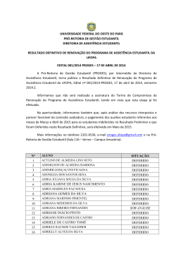 Resultado definitivo de renova&ccedil;&atilde;o do programa de