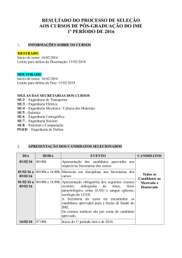 RESULTADO DO PROCESSO DE SELE&Ccedil;&Atilde;O AOS CURSOS