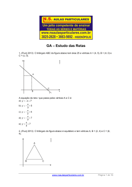 GA &ndash; Estudo das Retas - NS Aulas Particulares
