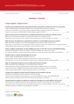 Sumário / Contents - Revista de Odontologia da UNESP