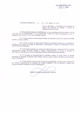 Portaria PGR/MPU n&ordm; 122/2013