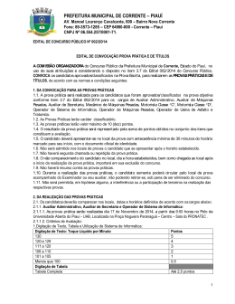 Edital de Convoca&ccedil;&atilde;o para Prova Pr&aacute;tica - Concurso