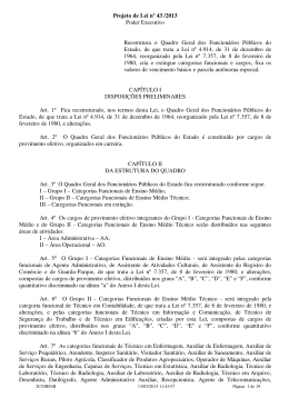 Projeto de Lei nº 43 /2013 Poder Executivo