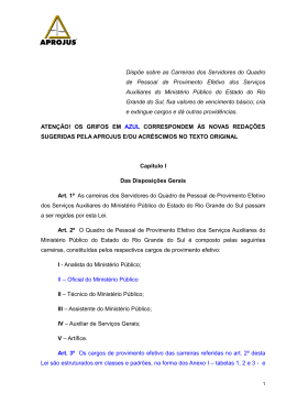Disp&otilde;e sobre as Carreiras dos Servidores do Quadro