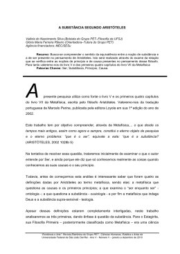 A subst&acirc;ncia segundo Arist&oacute;teles
