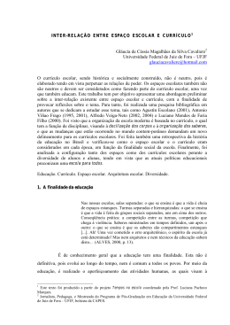 Inter-rela&ccedil;&atilde;o entre espa&ccedil;o escolar e curr&iacute;culo
