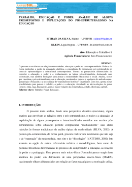 an&aacute;lise de alguns pressupostos e implica&ccedil;&otilde;es do p&oacute;s
