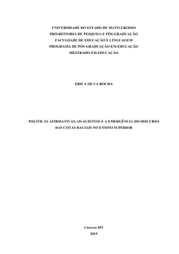 Pol&iacute;ticas afirmativas: os sujeitos e a emerg&ecirc;ncia do