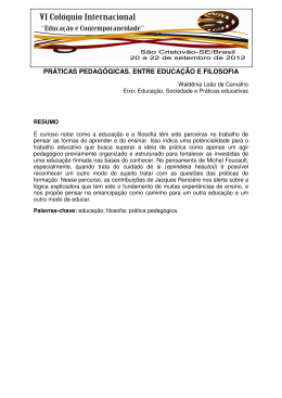 PR&Aacute;TICAS PEDAG&Oacute;GICAS. ENTRE EDUCA&Ccedil;&Atilde;O E FILOSOFIA
