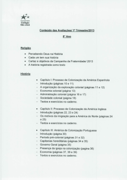 Conteúdos das Avaliaçôes Oficiais do 1º trimestre