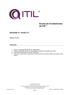 Exame de Fundamentos da ITIL