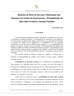Probabilidade de N&atilde;o Faltar Produto e Vendas - Coppead
