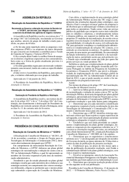 Resolu&ccedil;&atilde;o do Conselho de Ministros n.&ordm; 12/2012