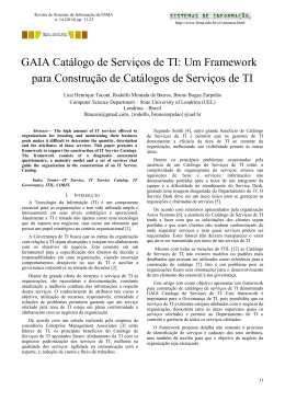 GAIA Cat&aacute;logo de Servi&ccedil;os de TI: Um Framework para Constru&ccedil;&atilde;o