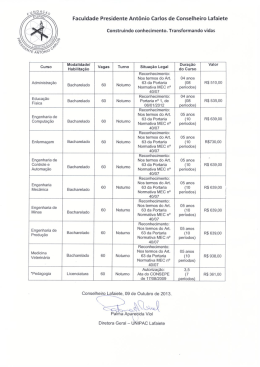 Edital de Reajuste de Mensalidades - UNIPAC