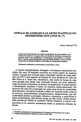 oswald de andrade e as artes plásticas no modernismo dos anos 20.