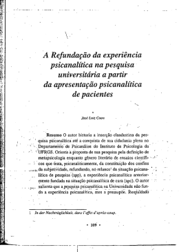 A refundação da experiência psicanalítica na pesquisa universitária
