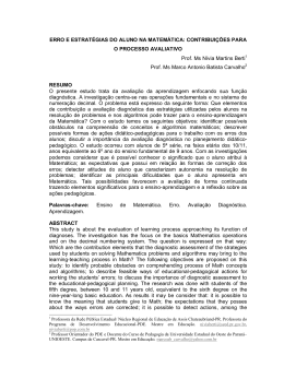 ERRO E ESTRAT&Eacute;GIAS DO ALUNO NA MATEM&Aacute;TICA