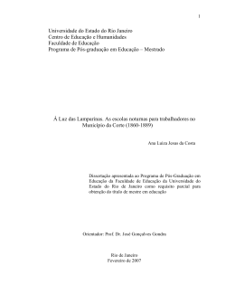 &agrave; luz das lamparinas. as escolas noturnas para