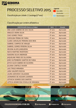 Legenda ANA LUIZA SABINO DE S&Aacute; E SILVA 2&ordm; ano