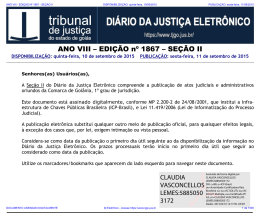 TJ-GO DIÁRIO DA JUSTIÇA ELETRÔNICO - EDIÇÃO 1867