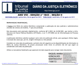 TJ-GO DIÁRIO DA JUSTIÇA ELETRÔNICO - EDIÇÃO 1843