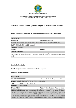 4 - ORDEM DO DIA SETEMBRO 2015 - Crea-SP