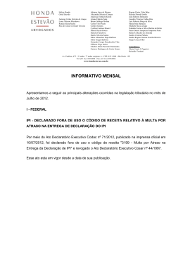 Informe Tribut&aacute;rio - Honda Estev&atilde;o Advogados