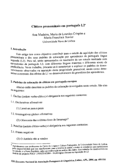 Clíticos pronominais em português L2*