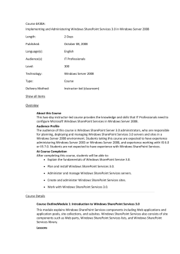 Implementing and Administering Windows SharePoint