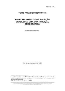 envelhecimento da popula&ccedil;&atilde;o brasileira: uma contribui&ccedil;&atilde;o
