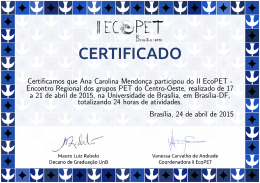 Certificamos que Ana Carolina Mendonça participou do II EcoPET