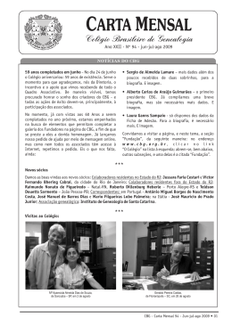 Carta Mensal nº 94 - Colégio Brasileiro de Genealogia