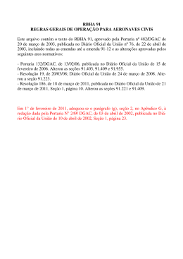 RBHA 91 REGRAS GERAIS DE OPERA&Ccedil;&Atilde;O PARA