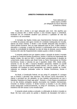 DIREITO &Agrave; MORADIA NO BRASIL Texto elaborado por Let&iacute;cia