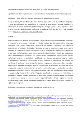 Legisla&ccedil;&atilde;o e &eacute;tica do enfermeiro em assist&ecirc;ncia de urg&ecirc;ncia e