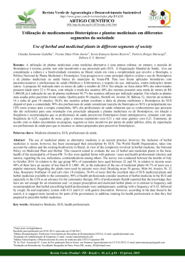 Utiliza&ccedil;&atilde;o de medicamentos fitoter&aacute;picos e plantas medicinais em