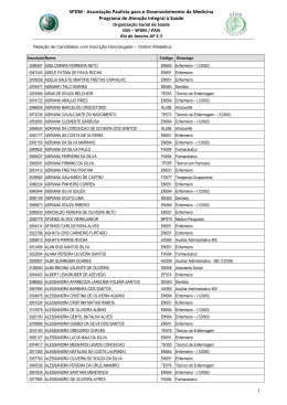 Rela&ccedil;&atilde;o de Candidatos com Inscri&ccedil;&otilde;es Homologadas