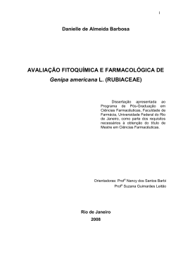 Avalia&ccedil;&atilde;o fitoqu&iacute;mica e farmacol&oacute;gica de Genipa americana L