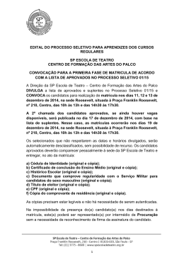 Edital aprovados, Informa&ccedil;&otilde;es Sobre matr&iacute;cula e Suplentes