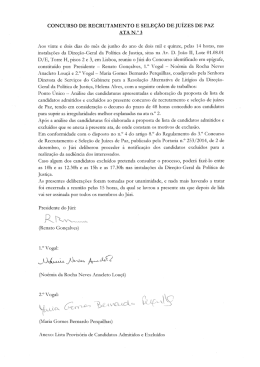 Ata n.º 3 - Lista provisória de candidatos